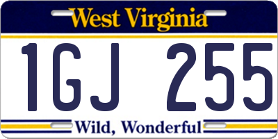 WV license plate 1GJ255