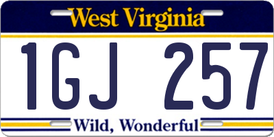 WV license plate 1GJ257