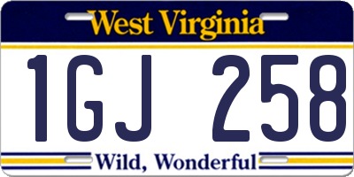 WV license plate 1GJ258