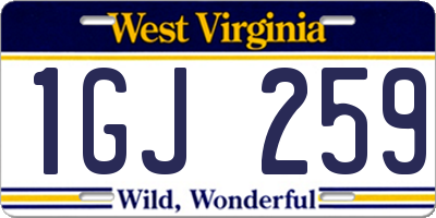 WV license plate 1GJ259