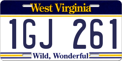 WV license plate 1GJ261