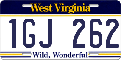 WV license plate 1GJ262