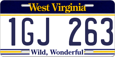 WV license plate 1GJ263