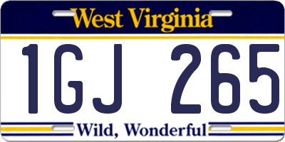 WV license plate 1GJ265