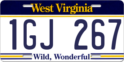 WV license plate 1GJ267