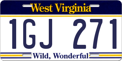 WV license plate 1GJ271