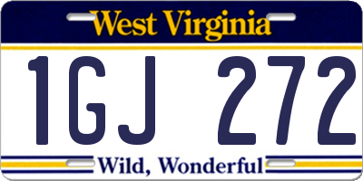 WV license plate 1GJ272