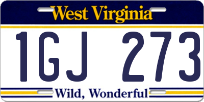 WV license plate 1GJ273