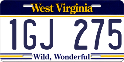 WV license plate 1GJ275