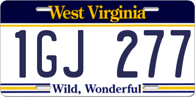 WV license plate 1GJ277