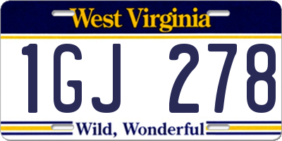 WV license plate 1GJ278