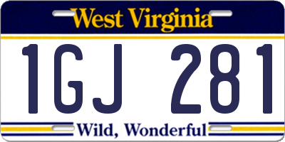 WV license plate 1GJ281