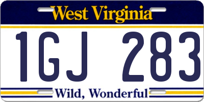WV license plate 1GJ283