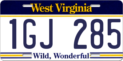 WV license plate 1GJ285