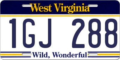 WV license plate 1GJ288