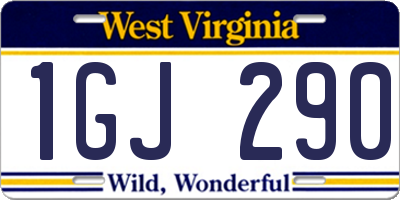 WV license plate 1GJ290