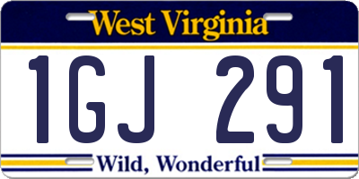 WV license plate 1GJ291