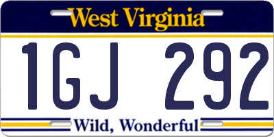 WV license plate 1GJ292