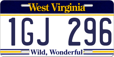 WV license plate 1GJ296