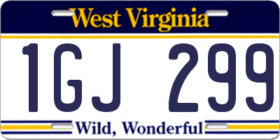 WV license plate 1GJ299