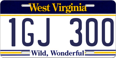 WV license plate 1GJ300