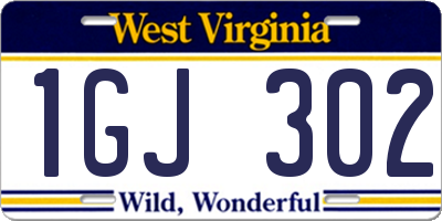 WV license plate 1GJ302