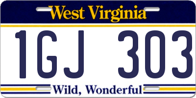 WV license plate 1GJ303