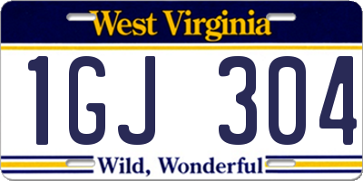 WV license plate 1GJ304