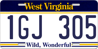 WV license plate 1GJ305