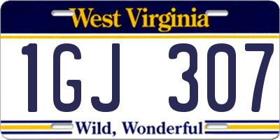 WV license plate 1GJ307