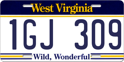 WV license plate 1GJ309