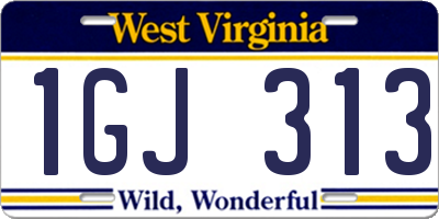 WV license plate 1GJ313