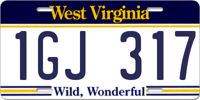 WV license plate 1GJ317