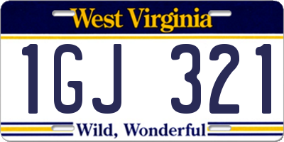 WV license plate 1GJ321