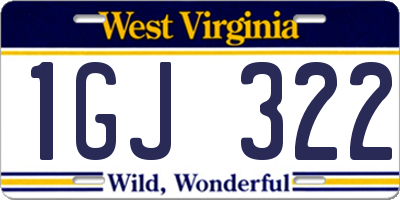 WV license plate 1GJ322
