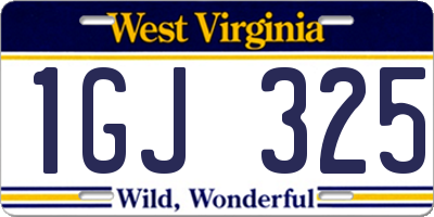 WV license plate 1GJ325
