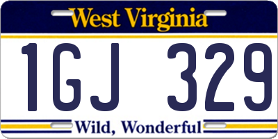 WV license plate 1GJ329