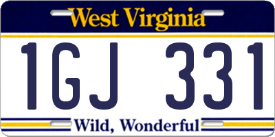 WV license plate 1GJ331