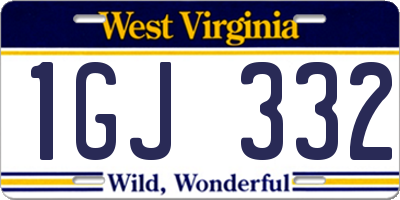 WV license plate 1GJ332