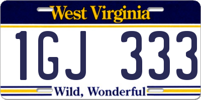 WV license plate 1GJ333