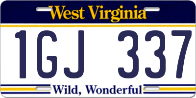 WV license plate 1GJ337