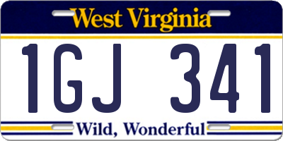 WV license plate 1GJ341