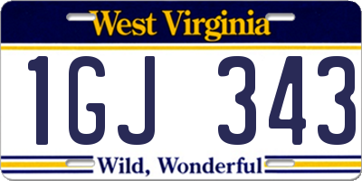 WV license plate 1GJ343