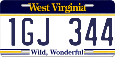 WV license plate 1GJ344