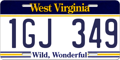 WV license plate 1GJ349