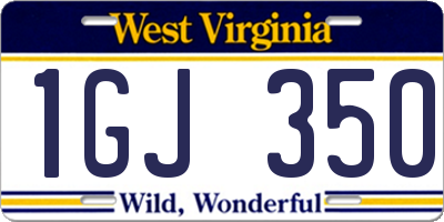 WV license plate 1GJ350