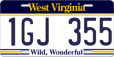 WV license plate 1GJ355