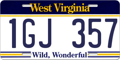 WV license plate 1GJ357