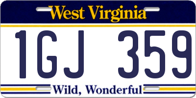 WV license plate 1GJ359