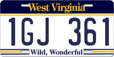 WV license plate 1GJ361